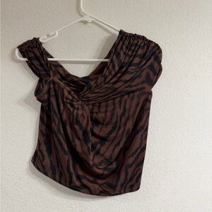 Express Brown and Black Patterned Blouse
